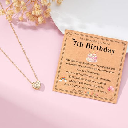 3-12 Year Old Birthday Gifts Heart Cross Necklace Gifts - style: 7th Birthday