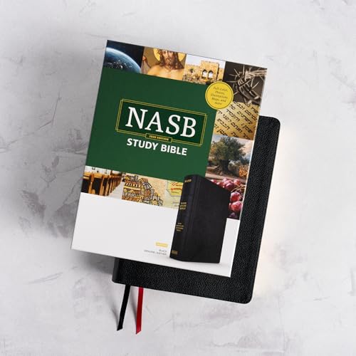 NASB Study Bible, Black Genuine Leather, Indexed, Full-Color, Red Letter, Study Notes and Commentary, Illustrations, Book Introductions, Articles, Word Studies, Outlines, Timelines, Maps