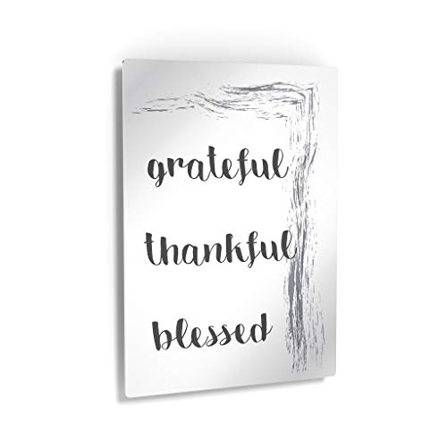 Grateful Thankful Blessed Quote Watercolor Paint Brush Scripture Wall Art Bible Verse Metal Print Metal Wall Art Rustic Home Decor -%100 Handmade in the USA- 36x24 - size: 36"L x 24"W