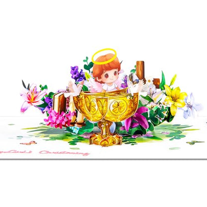GREETING ART 3D Pop Up Baptism Card for Baby Girl,Christening Greeting Card - color: Guardian Angel Baby Girl
