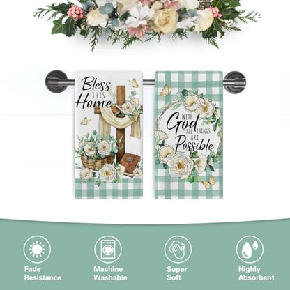 with God All Things are Possible Christian Kitchen Dish Towels - color: With God All Things Are Possible