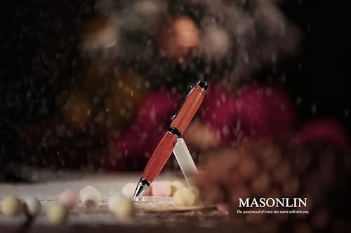 Hand Crafted Masonlin Series Ballpoint Luxury Pen, Rosewood With Black Titanium Fine Writing Instrument, Elegant Writing Pen With Gift Box - color: Natural