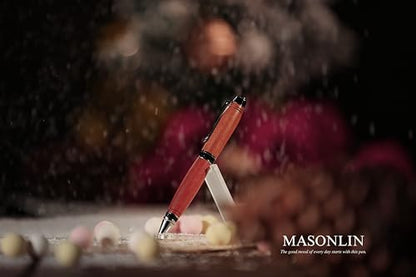 Hand Crafted Masonlin Series Ballpoint Luxury Pen, Rosewood With Black Titanium Fine Writing Instrument, Elegant Writing Pen With Gift Box - color: Natural