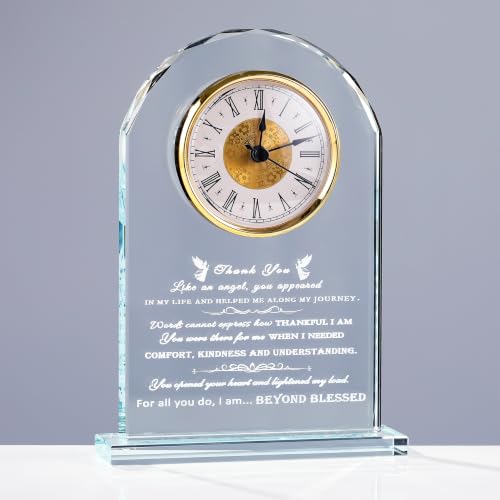 Thank You Gifts for Women Men - Crystal Clock Decor Engraved Presents for Teacher Doctor Nurse Boss Coworker - Inspirational Appreciation Gift Keepsake for Female Male Leader Best Friends Grateful - color: Thank You-angel-clock