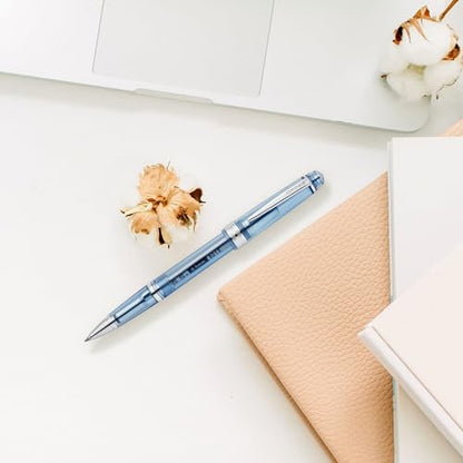 Cross Bailey Light Rollerball Pen, Translucent Navy-Blue Resin, Black Ink - color: Blue
