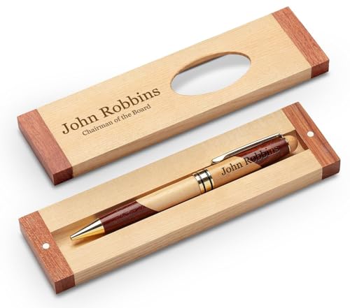 Executive Gift Shoppe | Personalized Custom Wood Pen Set with Maple and Rosewood Finish Box