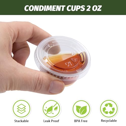 400 Pack 2 oz Jello Shot Cups with Lids, Disposable Condiment Cups - size: 2oz-400p