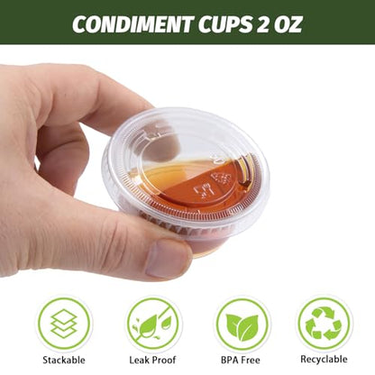 400 Pack 2 oz Jello Shot Cups with Lids, Disposable Condiment Cups - size: 2oz-400p