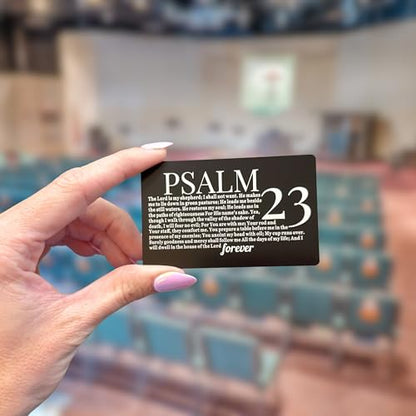 Psalm 23 Bible Verse Metal Wallet Card 2.1x3.3” 1pk The Lord is My Shepherd Graduation Faith Gifts Bookmark Inspirational Christian