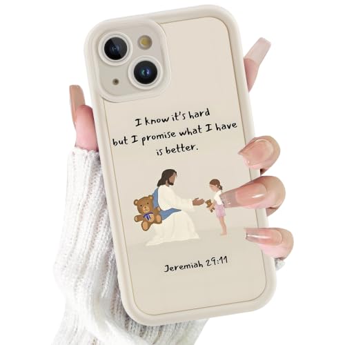 for iPhone 13 6.1'' Cute Bible Verse Bear Phone Case - color: White-Jesus Bear, size: iPhone 13