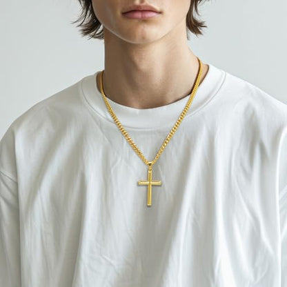 Cross Necklace for Men Gold Cross Necklace for Men - size: 22in
