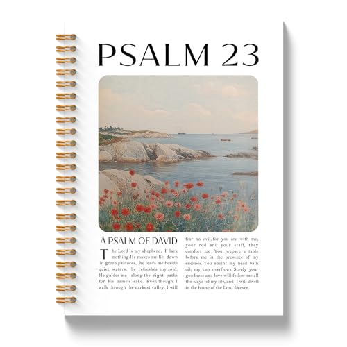 Christian Spiral Notebook, Psalm 23 the Lord Is My Shepherd Religious Notebooks for Bible Notes, Christian Gifts for Women, Scripture Journal Notebook, 5.5x8.3 Inch - color: Psalm 23