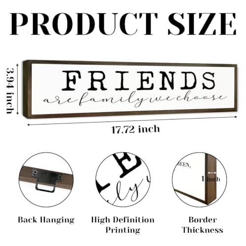 Friendship Wood Sign, Modern Farmhouse Wall Decor, Decorative Wooden Table Signs, Home Party Decor, Friend Gift, Friends are Family We Choose Sign, Long Wooden Box Signs 17.8x4x1.2 inches - color: Wood