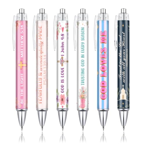 Christian Pens for Women, Bible Verse Ballpoint Pens 6 Pack with Gift Box - color: pink02
