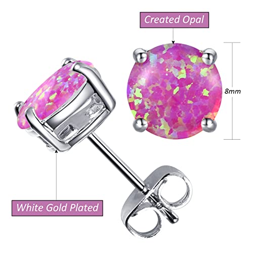 CERSLIMO Multi Colors fire Opal Stud Earrings Birthstone Earrings For Women 8mm - color: 08 Purple