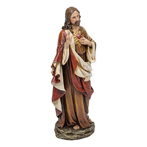 Joseph's Studio by Roman 10.25 Inch Tall Sacred Heart of Jesus Figure, Made of Stone Resin and Hand Painted