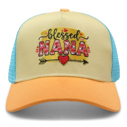 Embroidered Baseball Cap for Women - 2025 Trendy hat Adjustable Breathable Summer Beach Hat Christmas - color: Blessed Nana Grandma