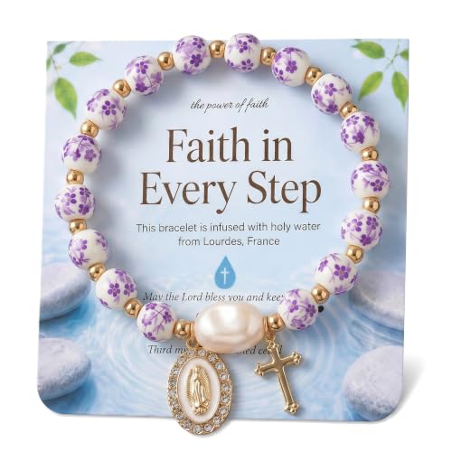 Holy Water Bracelet for Women,Religious Christian FaithJewelry - color: Purple