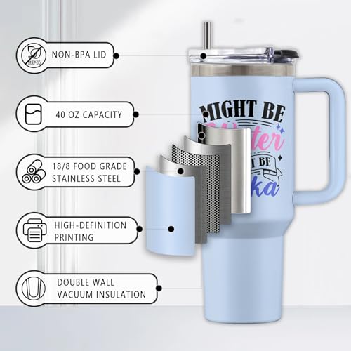 Might Be 40oz Tumbler, with Handle & Straw, Stainless Steel Cup - color: Might Be