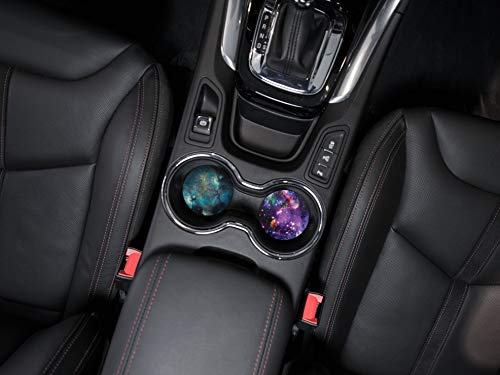 Blue Sky Galaxy Nebula + Purple Nebula Galaxy Design Absorbent Round Fabric Felt Neoprene Car Coasters for Drinks (2.87 inches), 2pcs Set - color: Blue Sky Galaxy Nebula + Purple Galaxy