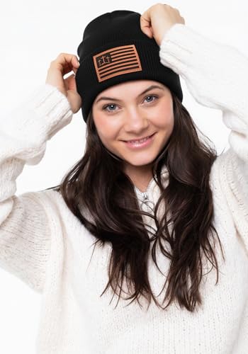 Christian Cross Beanie Hats for Men Women, Faith Winter Cuffed Hats, Religious Gifts for Thanksgiving Christmas New Years - color: Black, style: Three Cross Flag