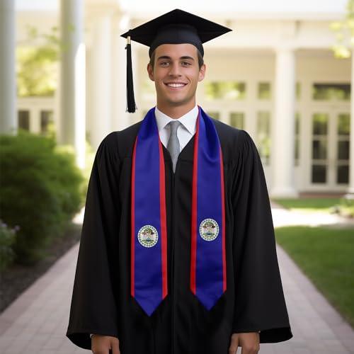 Graduation Flag Stole Sash Scarf Day Gifts - color: Belize Flag