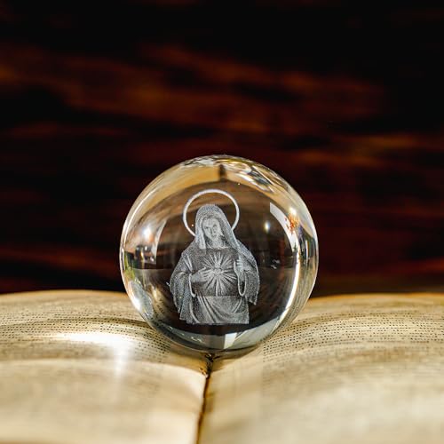 ZEERSHEE 3D Virgin Mary Crystal Ball with Stand Religious Gift Home Decor - style: Virgin Mary-2