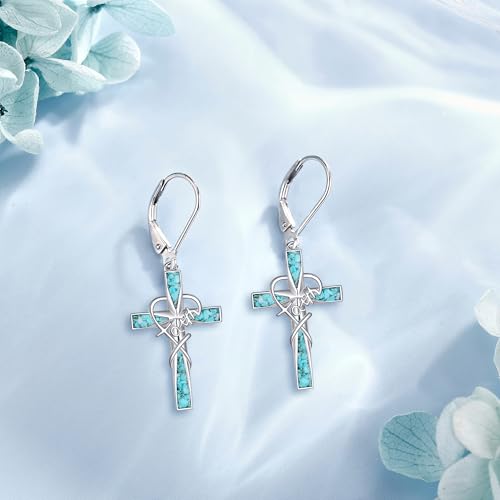 Cross Earrings 925 Sterling Silver Dangle Earring Gifts for Women - style: Cross Faith