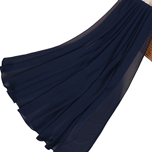 LMVERNA Solid Color Bubble Chiffon Scarf for Women Fashion Soft Hijab Long Scarfs Wrap Scarves - color: Navy Blue