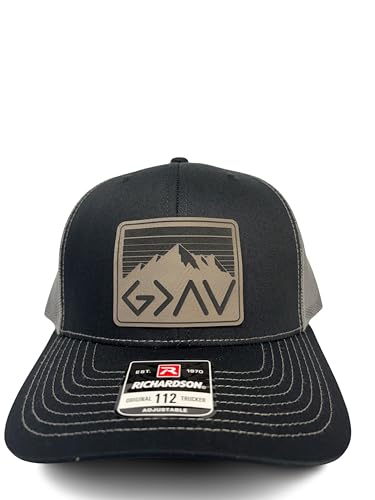 God is Greater Than The Highs and Lows Trucker Hat Women's Hat All Black Sun Hat Men Gifts for Girlfriends Cool Cap - color: Black-grey