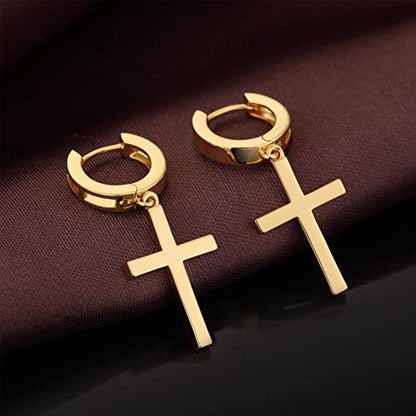 Jianhanzb S925 Sterling Silver Cross Earrings for Women Men - color: A: yellow