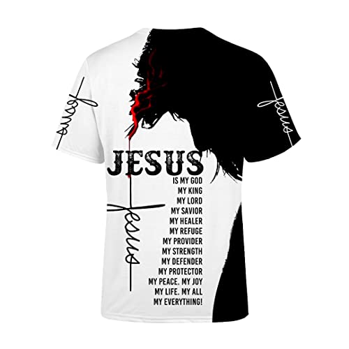 Unisex 3D Graphic T Shirts Printed Casual Short Sleeve Tee Shirt - color: Jesuswhite, size: Large