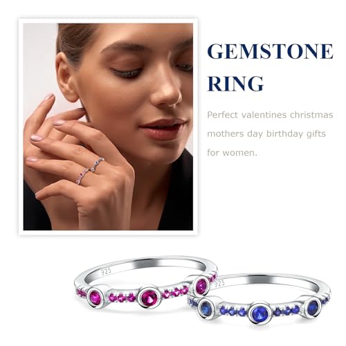 Moissanite Wedding Bands Crisss Cross/Curve/Wishbone Eternity Rings for Her - color: G. 3 Main Stone - Ruby