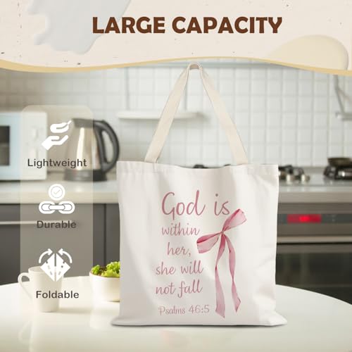 God Says You are Christian Canvas Tote Bags for Women, Inspirational Christian Gifts for Women - color: God is Within