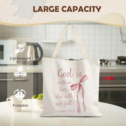 God Says You are Christian Canvas Tote Bags for Women, Inspirational Christian Gifts for Women - color: God is Within