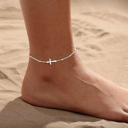 Ankle Bracelets for Women Waterproof Non Tarnish Anklet - style: Cross-SL