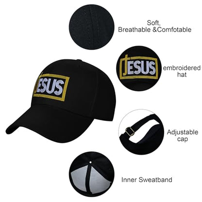 Embroidered Baseball Cap for Women Men Adjustable Baseball Hat Black Baseball Cap Trucker Hat - color: Cross Christian