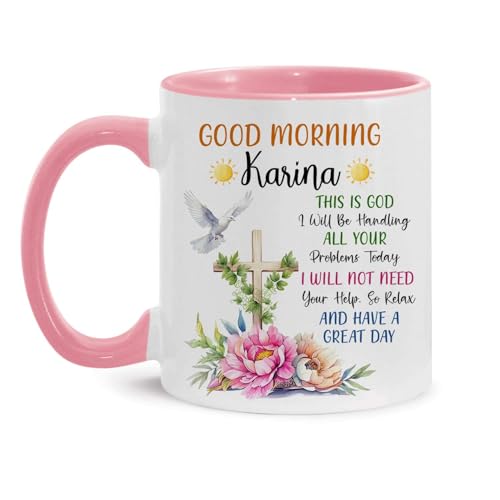 Customized Name Good Morning Ceramic Cup, Bible Verse Coffee Mug 11oz 15oz, Personalized Religious Cup For Adults, Custom Christian Mug With Dove And Floral Design, Gift For Family Member - color: XUA-324-1550-GOOD MORNING MUG