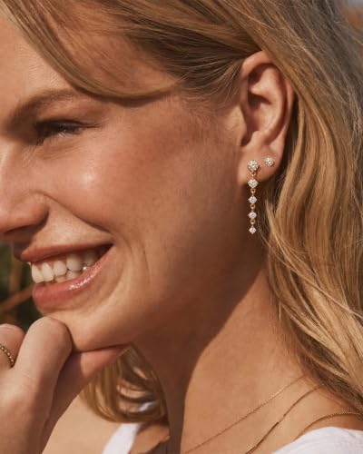 Bheop Gold Silver Dangle Earrings for Women, Cubic Zirconia Earring Stack - color: Gold-cz tassel stud set