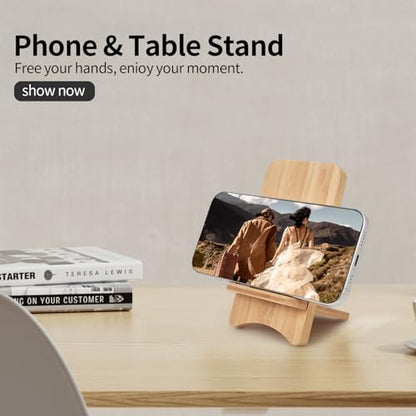 Cell Phone Stands, Desktop Stand, Luxury Nature Wood Simple Phone Stand, Compatible with iPhone & All Cell Phones, Ultra-Stable, Portable & Non-Slip Design, 2 Pieces, Bamboo - color: Bamboo
