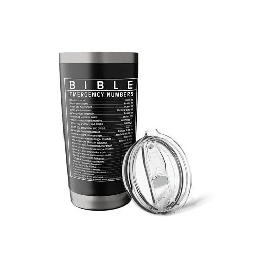 Bible Emergency Hotline Numbers Bible Verse Scripture Gift Stainless Steel Insulated Tumbler - color: Black