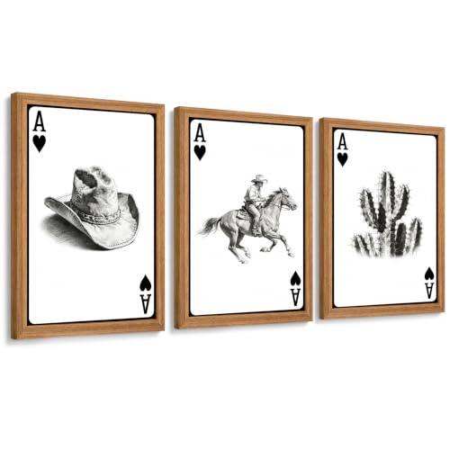Tcnenaxv Western Cowboy Wall Art Set Of 3, Western Wall Decor 12x16 In - color: Denim style Wall Art, size: 16"L x 12"W