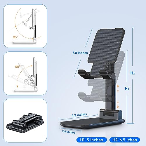 Phone Stand for Desk, Cell Phone Holder Cute Smart Cellphone Stand Foldable Stands Compatible with Under 8" Devices, Office Accessories - color: Black&Sakura Pink