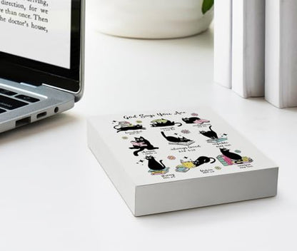 EIONEY Cute Black Cat Office Desk Decor,God Says You Are Wooden Box Sign