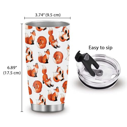 WIRESTER 20 OZ Stainless Steel Tumbler With Lid, Double Wall Vacuum Insulated Tumbler, Coffee Travel Mug Cup for Hot Cold Drinks - Red Fox Funny Playful Postures - color: Red Fox Funny Playful Postures