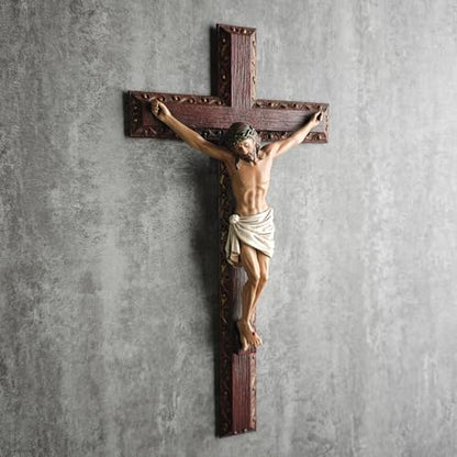 BC Catholic Crucifix Wall Cross, 12" H Jesus Cross for wall - color: Full color