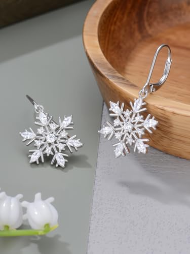 Dorunmo 925 Sterling Silver Dangle Drop Earrings for Women Holiday Earrings Hypoallergenic Halloween Christmas Jewelry Festival Gifts for Women - style: Christmas-Snowflake-02