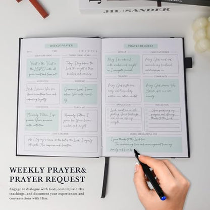 Prayer Journal for Men - 60 Weeks Bible Journal with Prompts, Verse - color: Black