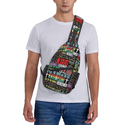 Jesus Christian Cross Sling Backpack Shoulder Chest Bag For Men Women Hiking Travel Crossbody Daypack - color: Jesus Christian Cross-0003