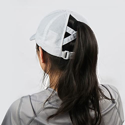 Women Criss Cross Ponytail Baseball Cap - color: White